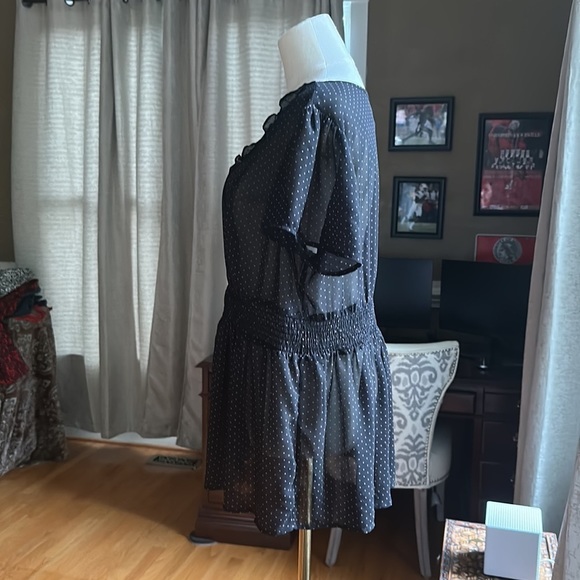 Torrid Ruffled Short Sleeve Black Pink Polka Dots Top Size 0 - Picture 6 of 9